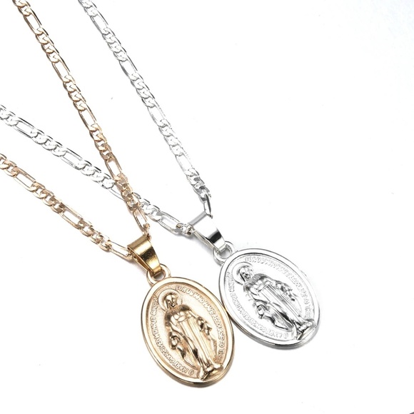 silver mary pendant